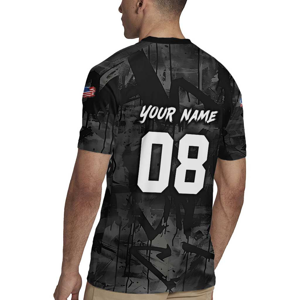 Custom American Flag Skull Motocross Rugby Jersey - Wonder Print Shop