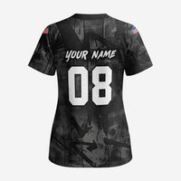 Custom American Flag Skull Motocross Scrub Top - Wonder Print Shop
