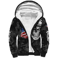 Custom American Flag Skull Motocross Sherpa Hoodie - Wonder Print Shop