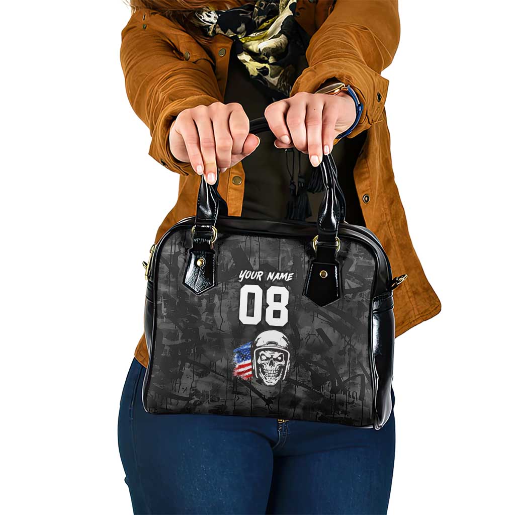 Custom American Flag Skull Motocross Shoulder Handbag - Wonder Print Shop
