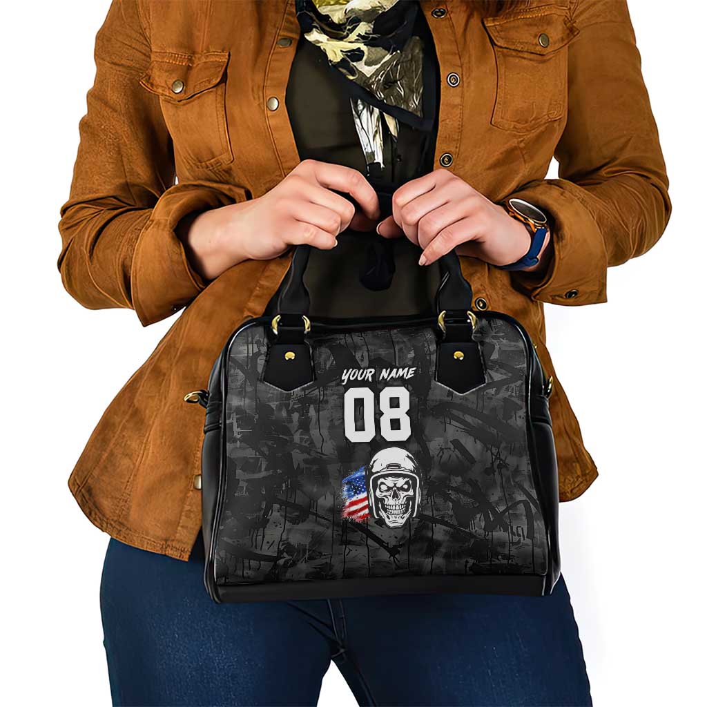 Custom American Flag Skull Motocross Shoulder Handbag - Wonder Print Shop