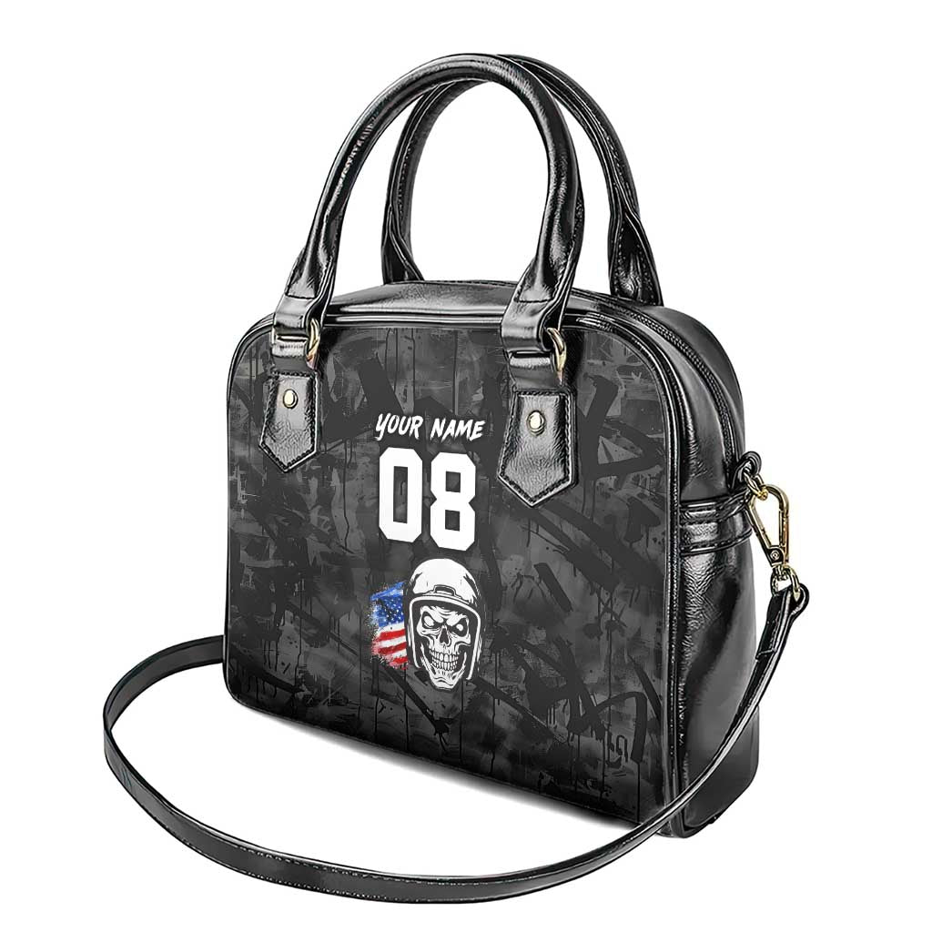Custom American Flag Skull Motocross Shoulder Handbag - Wonder Print Shop