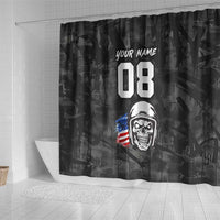 Custom American Flag Skull Motocross Shower Curtain - Wonder Print Shop