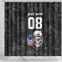 Custom American Flag Skull Motocross Shower Curtain - Wonder Print Shop