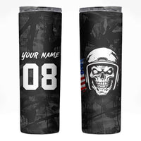 Custom American Flag Skull Motocross Skinny Tumbler - Wonder Print Shop