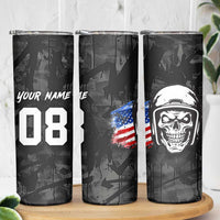 Custom American Flag Skull Motocross Skinny Tumbler - Wonder Print Shop