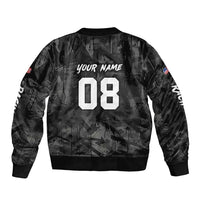 Custom American Flag Skull Motocross Sleeve Zip Bomber Jacket - Wonder Print Shop