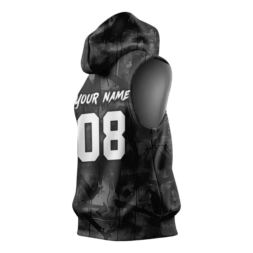 Custom American Flag Skull Motocross Sleeveless Hoodie - Wonder Print Shop
