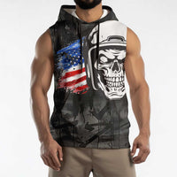 Custom American Flag Skull Motocross Sleeveless Hoodie - Wonder Print Shop