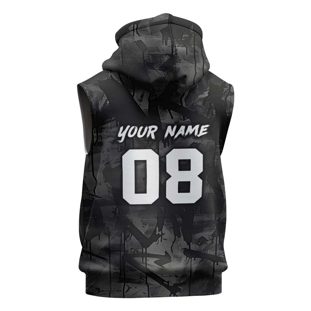 Custom American Flag Skull Motocross Sleeveless Zip Hoodie - Wonder Print Shop