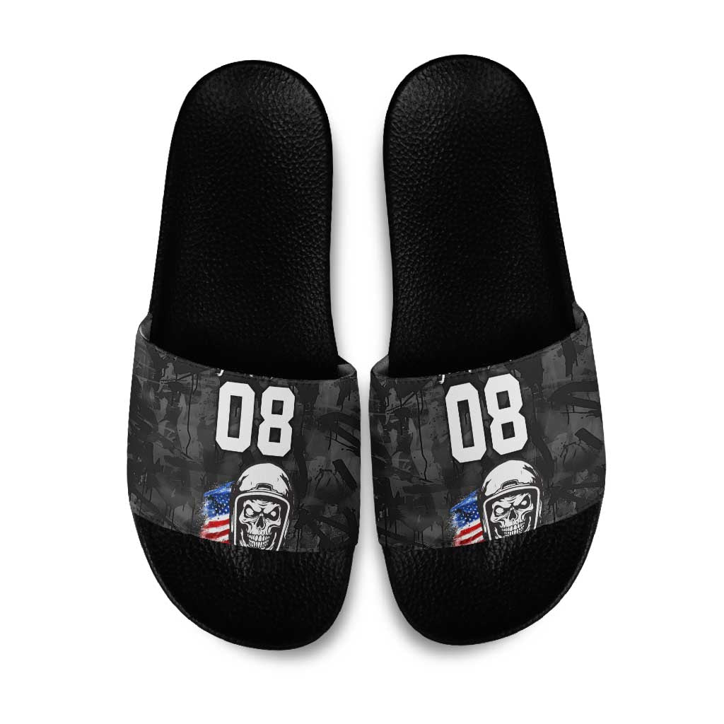 Custom American Flag Skull Motocross Slide Sandals - Wonder Print Shop