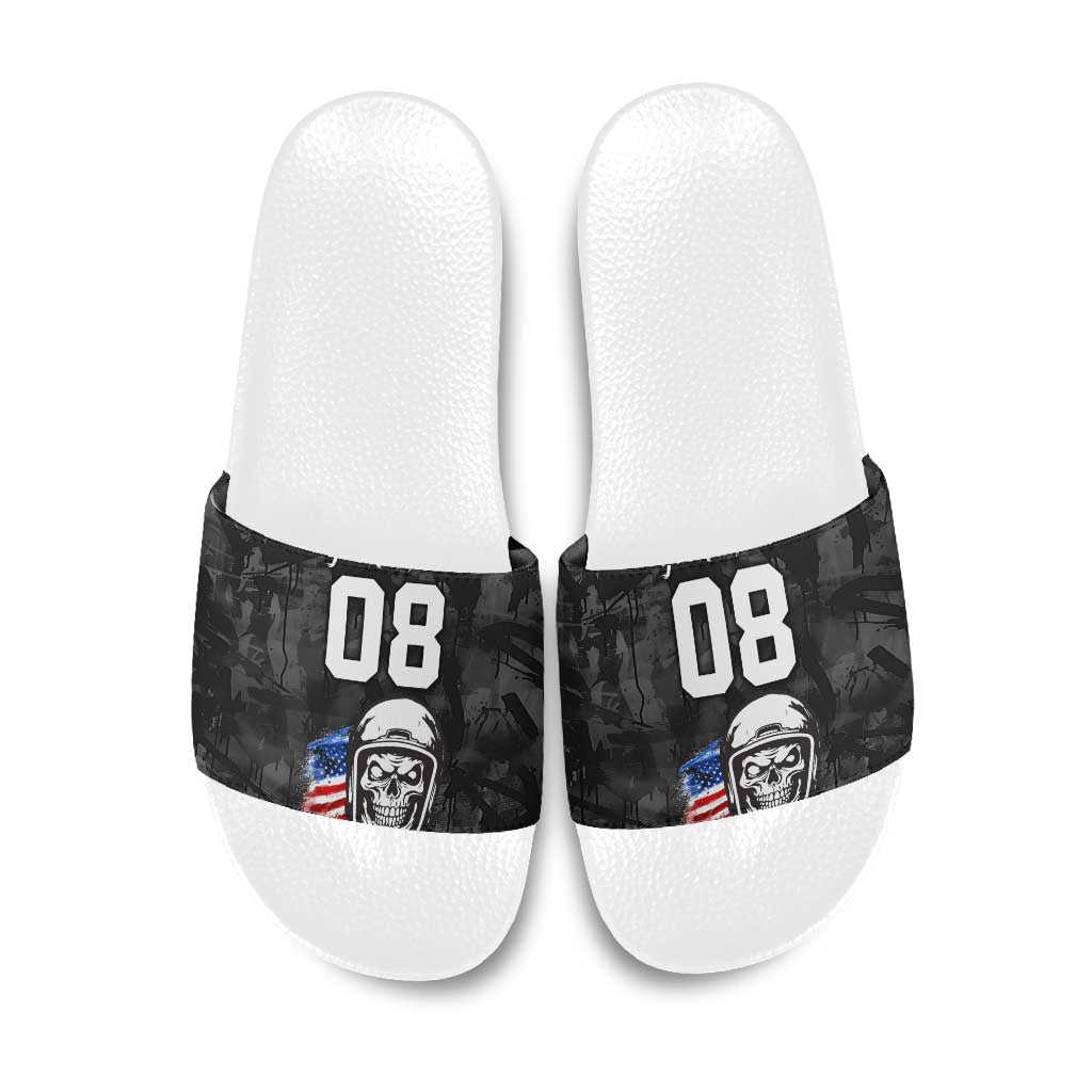 Custom American Flag Skull Motocross Slide Sandals - Wonder Print Shop