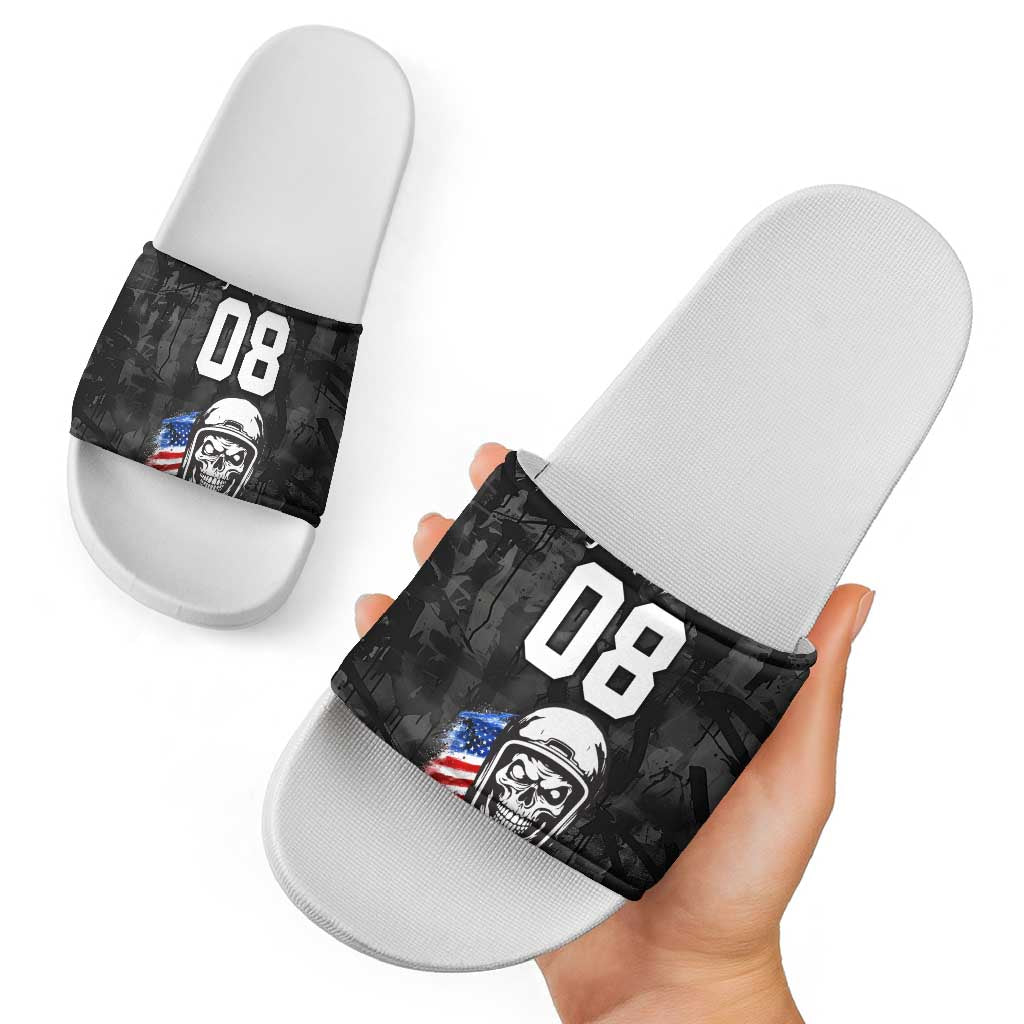 Custom American Flag Skull Motocross Slide Sandals - Wonder Print Shop