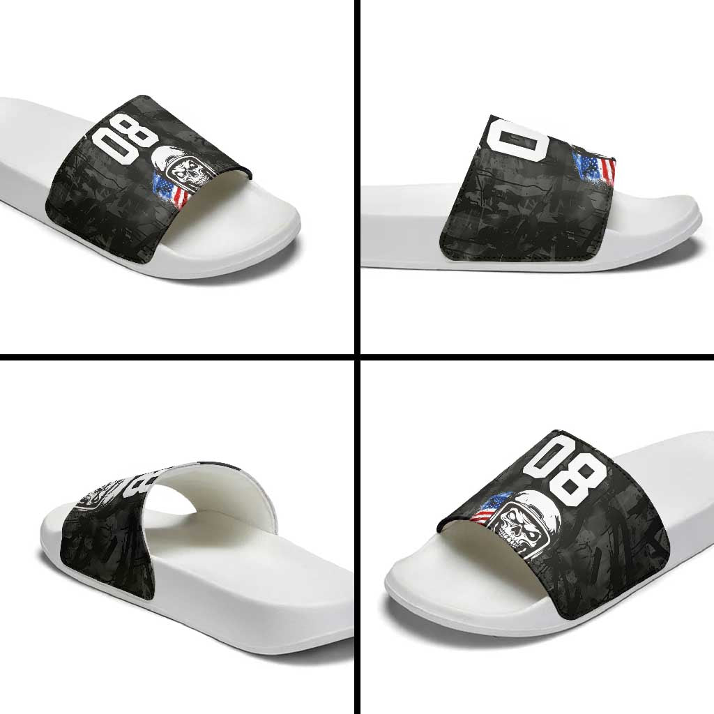Custom American Flag Skull Motocross Slide Sandals - Wonder Print Shop