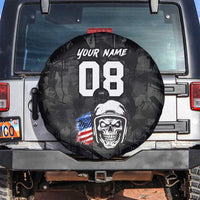Custom American Flag Skull Motocross Spare Tire Cover - Wonder Print Shop