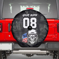Custom American Flag Skull Motocross Spare Tire Cover - Wonder Print Shop