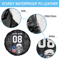 Custom American Flag Skull Motocross Spare Tire Cover - Wonder Print Shop
