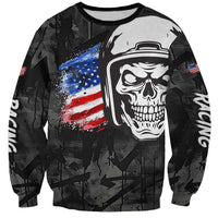 Custom American Flag Skull Motocross Sweatshirt - Wonder Print Shop