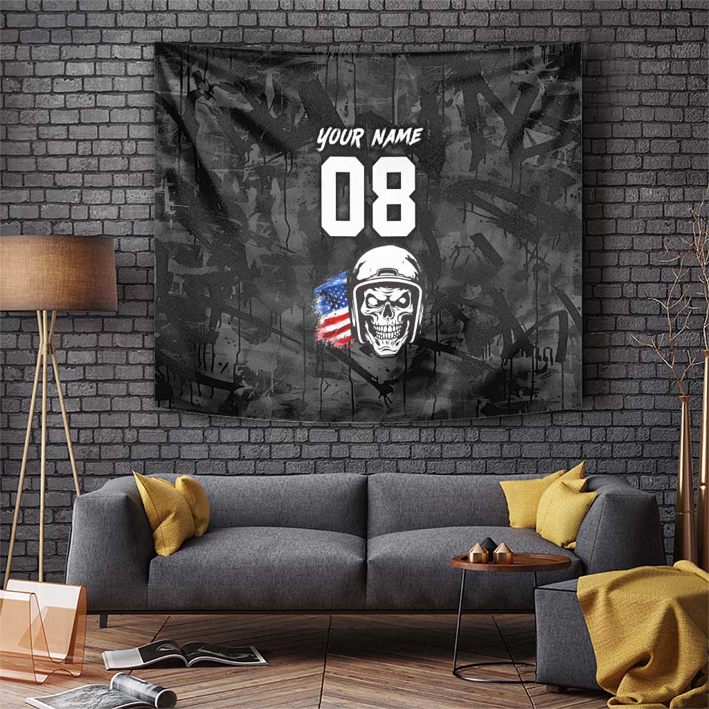 Custom American Flag Skull Motocross Tapestry - Wonder Print Shop