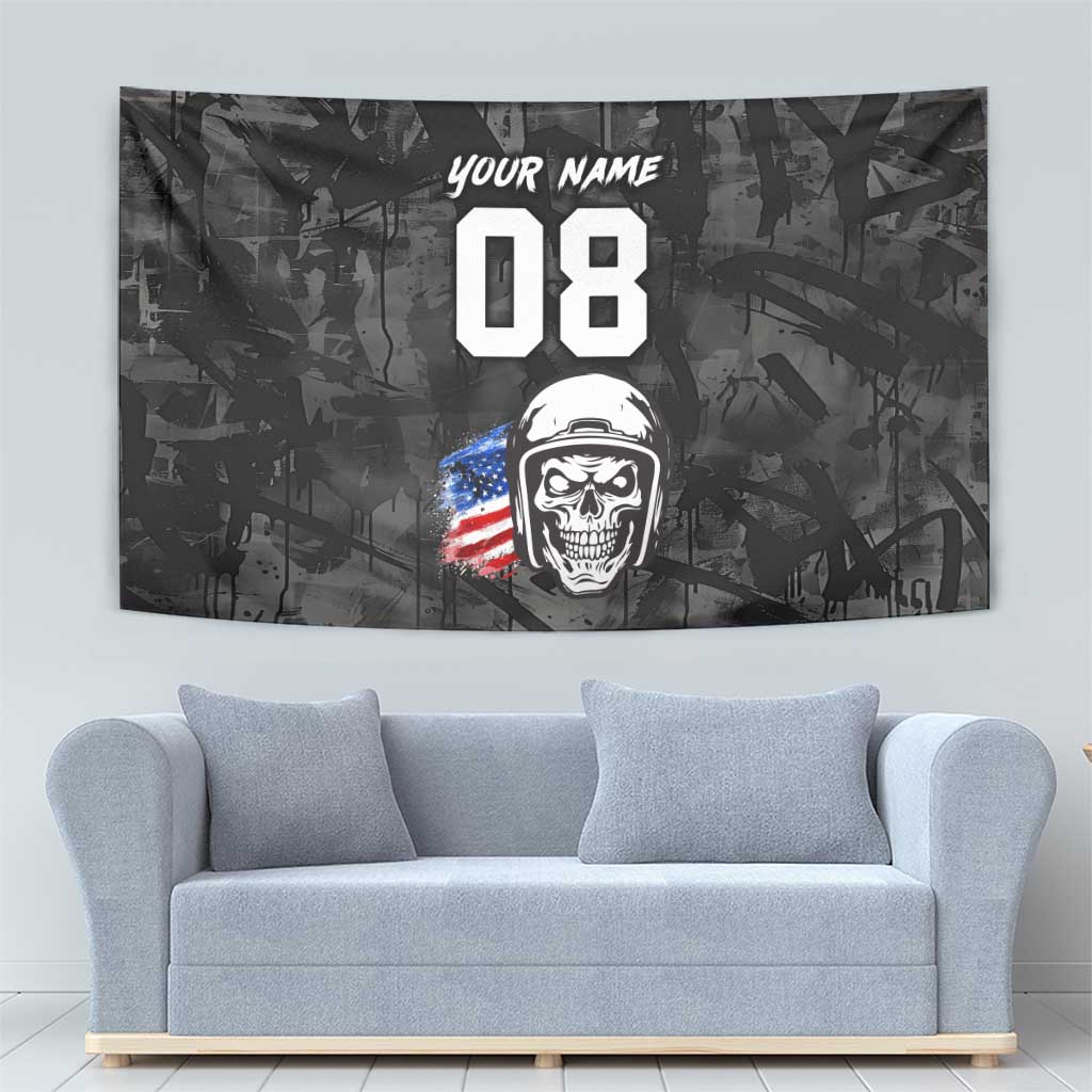 Custom American Flag Skull Motocross Tapestry - Wonder Print Shop