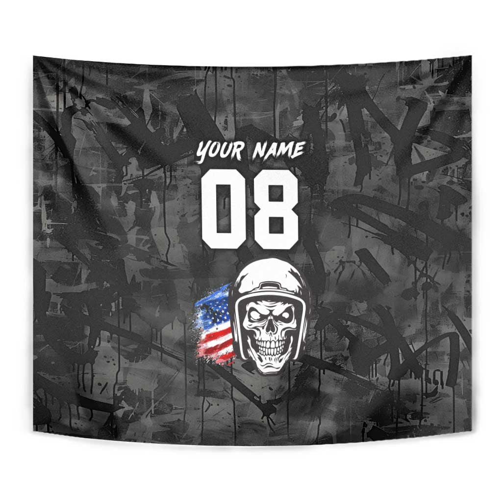 Custom American Flag Skull Motocross Tapestry - Wonder Print Shop