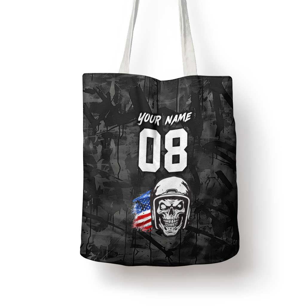 Custom American Flag Skull Motocross Tote Bag - Wonder Print Shop