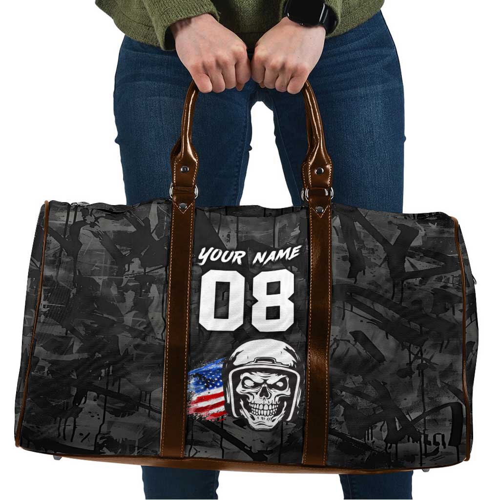 Custom American Flag Skull Motocross Travel Bag - Wonder Print Shop