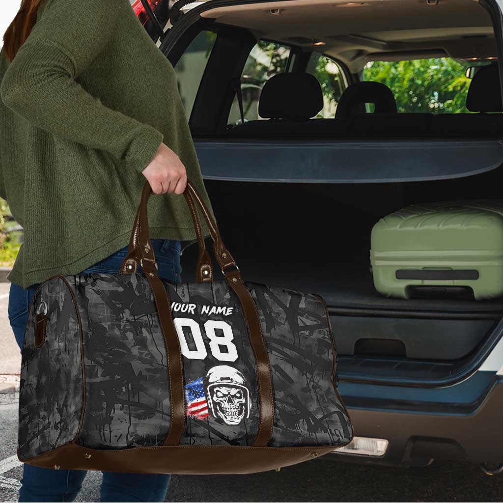 Custom American Flag Skull Motocross Travel Bag - Wonder Print Shop