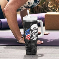 Custom American Flag Skull Motocross Tumbler With Handle - Wonder Print Shop