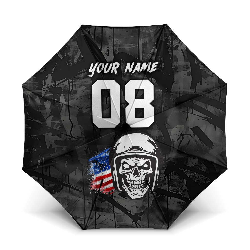 Custom American Flag Skull Motocross Umbrella - Wonder Print Shop