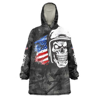 Custom American Flag Skull Motocross Wearable Blanket Hoodie - Wonder Print Shop