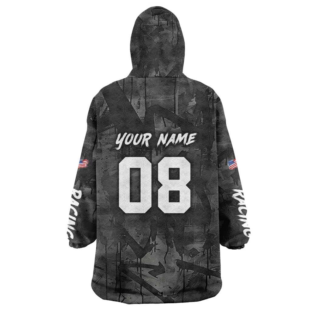 Custom American Flag Skull Motocross Wearable Blanket Hoodie - Wonder Print Shop