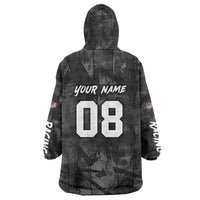 Custom American Flag Skull Motocross Wearable Blanket Hoodie - Wonder Print Shop