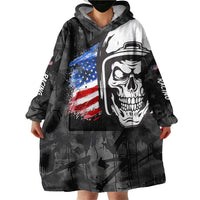 Custom American Flag Skull Motocross Wearable Blanket Hoodie - Wonder Print Shop
