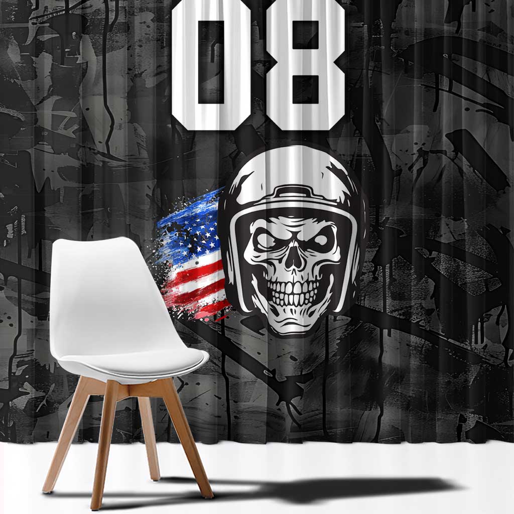 Custom American Flag Skull Motocross Window Curtain - Wonder Print Shop