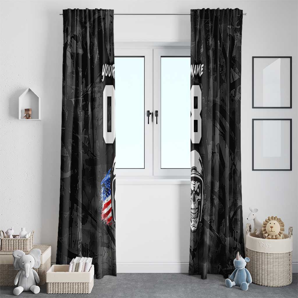 Custom American Flag Skull Motocross Window Curtain - Wonder Print Shop