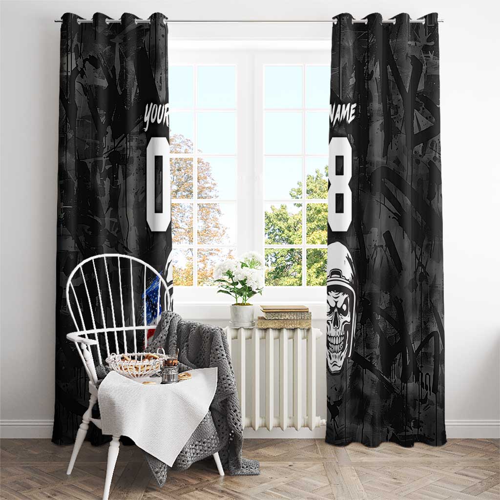 Custom American Flag Skull Motocross Window Curtain - Wonder Print Shop