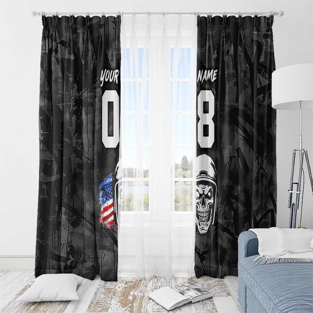 Custom American Flag Skull Motocross Window Curtain - Wonder Print Shop