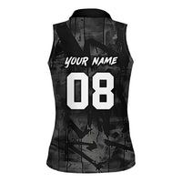 Custom American Flag Skull Motocross Women Sleeveless Polo Shirt - Wonder Print Shop