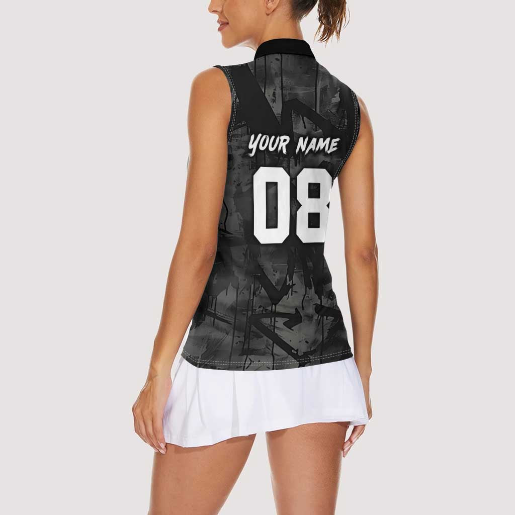 Custom American Flag Skull Motocross Women Sleeveless Polo Shirt - Wonder Print Shop