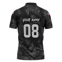 Custom American Flag Skull Motocross Zipper Polo Shirt - Wonder Print Shop