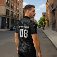 Custom American Flag Skull Motocross Zipper Polo Shirt - Wonder Print Shop