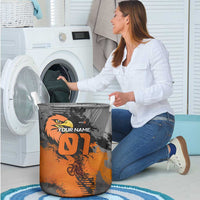 Custom MotoX Eagle Strike Motocross Laundry Basket with Rider Silhouette and Orange Grunge Design - Wonder Print Shop