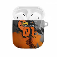 Custom MotoX Eagle Strike Motocross AirPods Case with Rider Silhouette and Orange Grunge Design - Wonder Print Shop