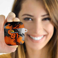 Custom MotoX Eagle Strike Motocross AirPods Case with Rider Silhouette and Orange Grunge Design - Wonder Print Shop