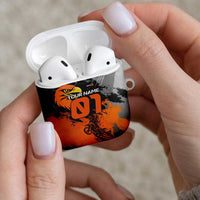 Custom MotoX Eagle Strike Motocross AirPods Case with Rider Silhouette and Orange Grunge Design - Wonder Print Shop