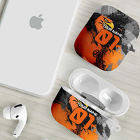 Custom MotoX Eagle Strike Motocross AirPods Case with Rider Silhouette and Orange Grunge Design - Wonder Print Shop