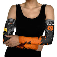Custom MotoX Eagle Strike Motocross Arm Sleeves with Rider Silhouette and Orange Grunge Design - Wonder Print Shop