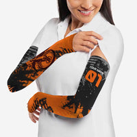Custom MotoX Eagle Strike Motocross Arm Sleeves with Rider Silhouette and Orange Grunge Design - Wonder Print Shop