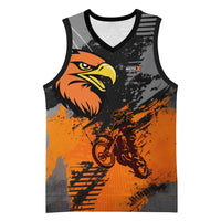 Custom MotoX Eagle Strike Motocross Basketball Jersey with Rider Silhouette and Orange Grunge Design - Wonder Print Shop